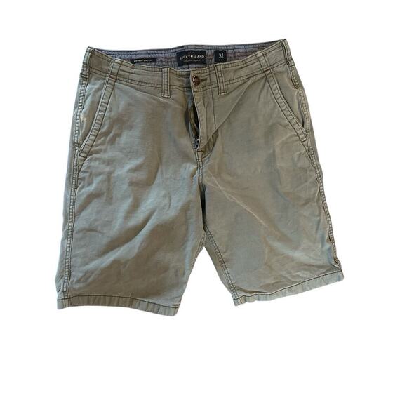 Lucky Brand Men's W31 Green Saturday Stretch Flat Front Bermuda Shorts - Picture 1 of 4